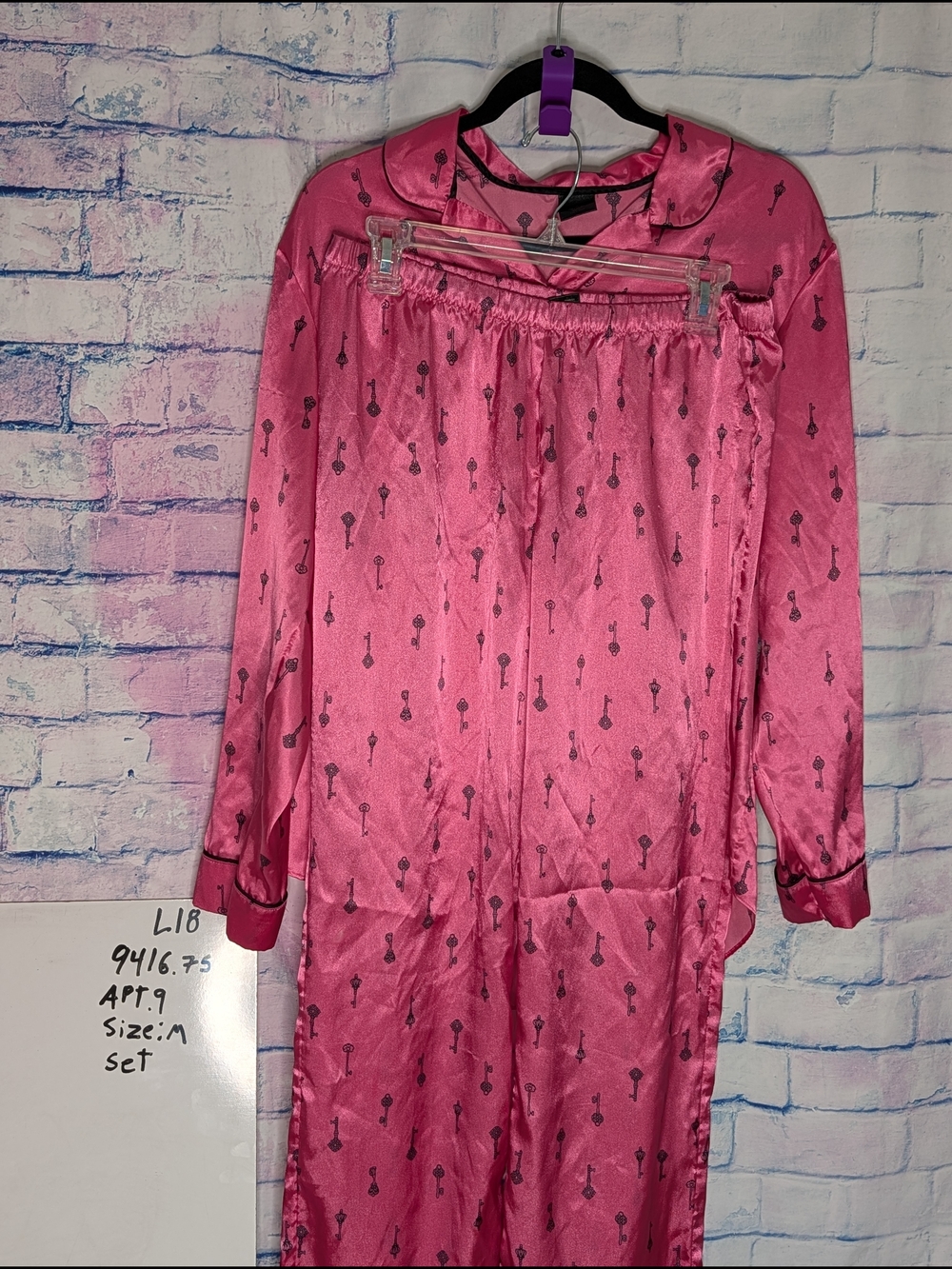 PinkPajama Set with Key Print